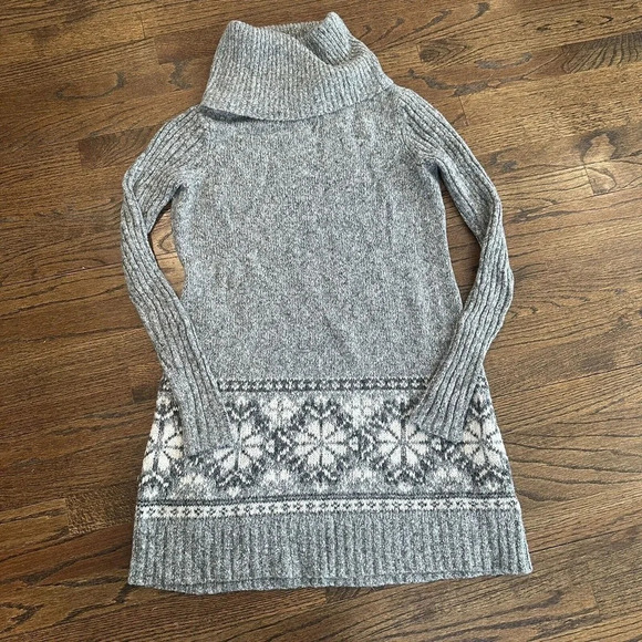 Abercrombie & Fitch Large Turtleneck Sweater Gray and White Marled Large M0467 - Picture 2 of 8